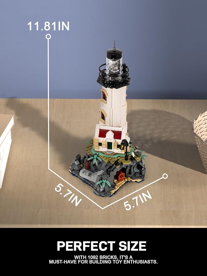 Island Lighthouse Building Block Toy Set, Gifts for Kids and Adults（1092 PCS）