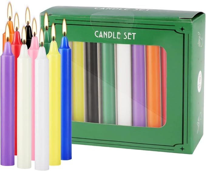 40 Pack Assorted Color Spell Chime Candles, 4 Inch Mini Taper Candles for Home Decor Kitchen Decor Wedding Decoration-10 Colours,Great for Casting Chimes, Rituals，Christmas Candles