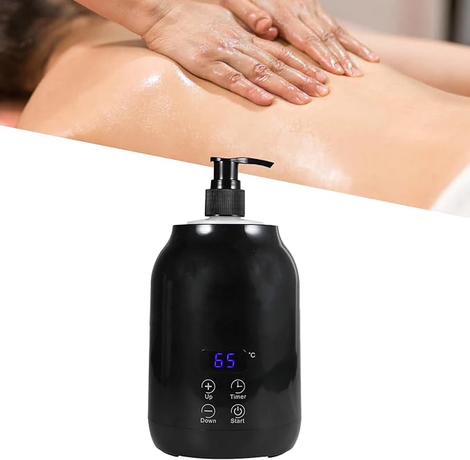 Massage Oil Warmer with LED Display Touch Control, 30 to 65℃ Temperature Adjustable, Electric Heater for Fast Heating Body Lotion Lube Gel Cream for Home Beauty SPA Salon