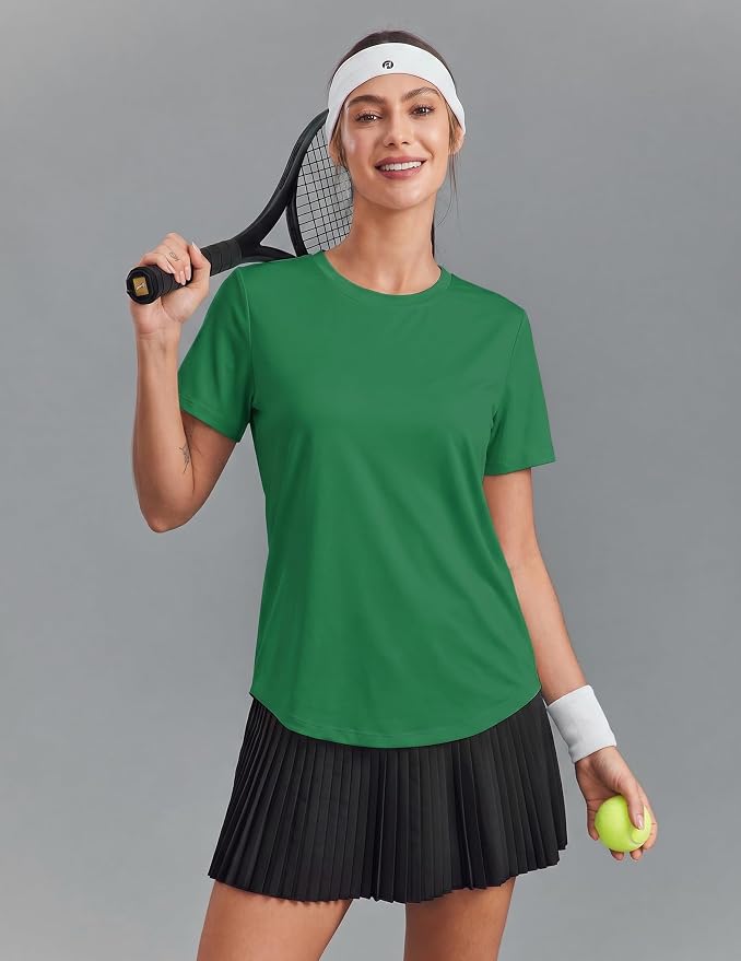 PINSPARK Soft Workout Tops for Women UPF 50+ Sun Protection Shirt Quick Dry Athletic Running Hiking Travel Basic Tee Shirts