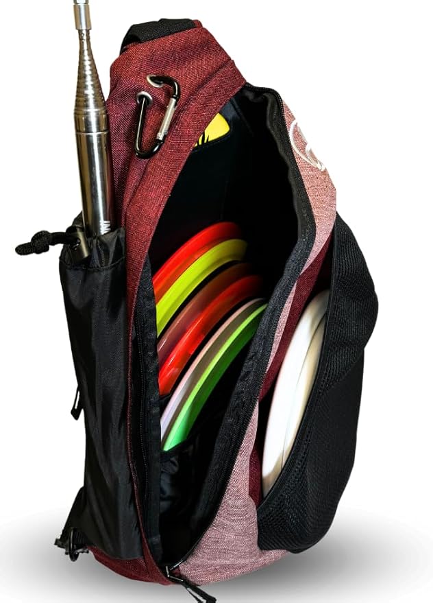 Tournament Slinger Bag | Carries 6-12 Disc Golf Discs | Includes Extra Pockets for Retriever and Mini