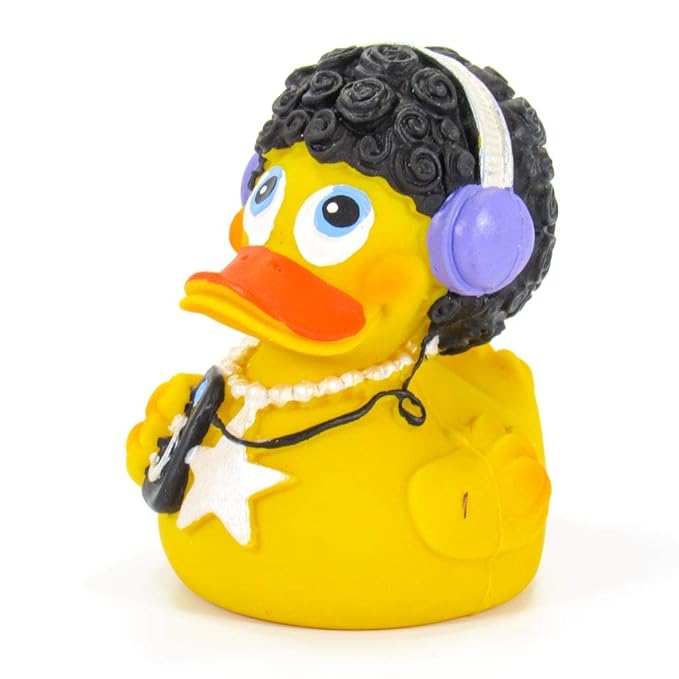 DJ Rubber Duck Bath Toy | All Natural, Organic, Eco Friendly, Squeaker | Lanco Brand | Imported from Barcelona, Spain