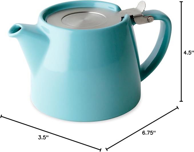 FORLIFE Stump Teapot with SLS Lid and Infuser, 18-Ounce, Turquoise