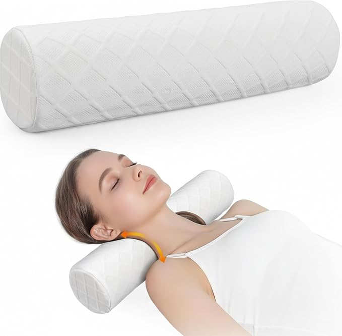 4.7" Neck roll Pillow,Small Round Circle Pillow Cylinder Pillows | Cervical Memory Foam Neck Support Pillows,for Sleeping,Head，Neck,Bed，Back,and Legs Round Neck Support and Yoga Pain Relief