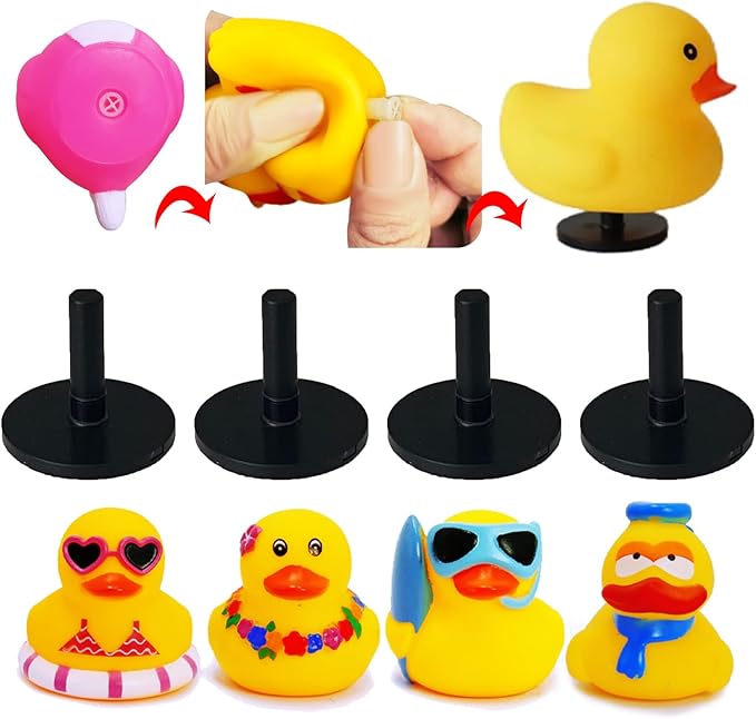12 Pcs Duck Plug Set - Rubber Duck Mount Holder for Car Dashboard and Display Fixing, Animal Themed Self Adhesive Plastic Holder Bracket for Car Lover Gift (Rubber Ducks Not Included)