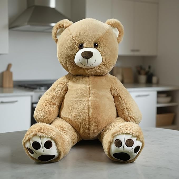Anico 36" Tall (3 Foot) Big Plush Beige Bear, Stuffed Animal, Teddy Bear with Smiling Face. Premium Stuffed Toy Teddy Bear, Perfect for Girlfriend, Kids, Valentine's Day, Christmas!