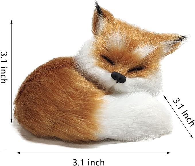 GUDVES Simulation Brown Fox Toy Furs Squatting Fox Model Home Decoration Animals World with Static Action Figures (Fox Toy)