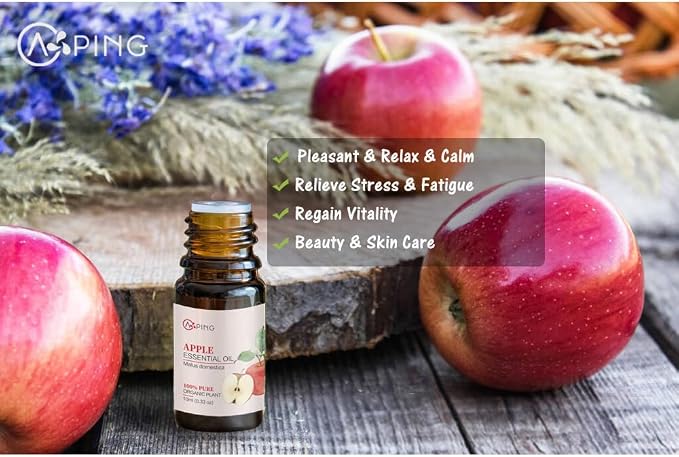 Apple & Cherry Essential Oils - 100% Pure Organic Natural Plant Oils for Diffuser, Aroma, Spa, Massage, Yoga, Perfume, 2x10ML