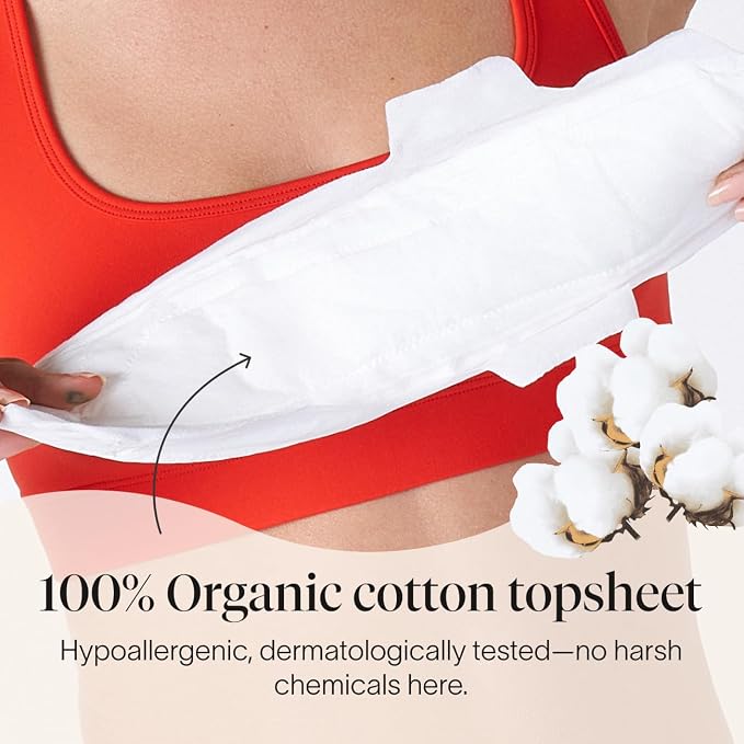 Cora 100% Organic Cotton Topsheet Pads Extra Heavy Overnight Pads (24 Count)