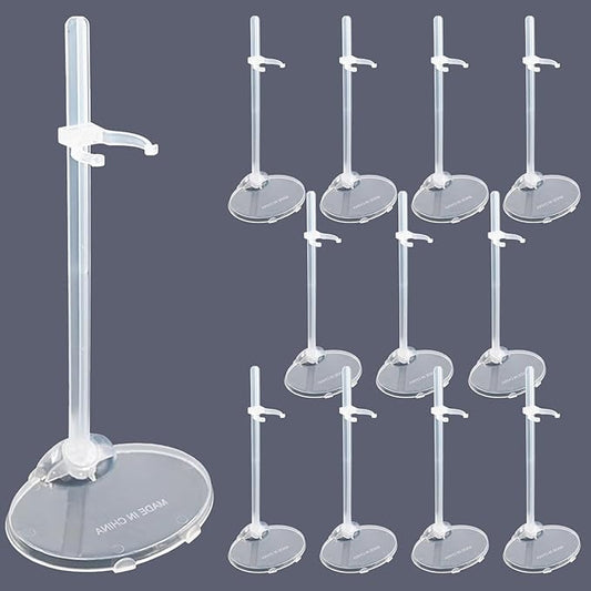 12 Pcs Adjustable Doll Stands - Transparent & Lightweight Display Rack for Dolls, Action Figures & Monsters