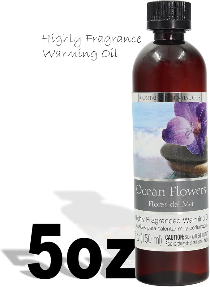Hosley Set of 2 Ocean Flowers Fragrance Warming Oils 6 Ounce Bottles for Continuous Aromatic Bliss and Serene Coastal Ambiance Transform Your Space