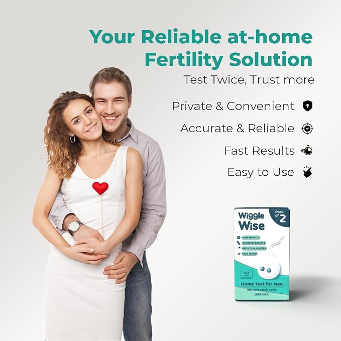 Male Fertility Test for Men (2 Pack) - At-Home Sperm Test Kit & Semen Analysis - Fast & Private Sperm Count Checker - Accurate Results in 15 Minutes