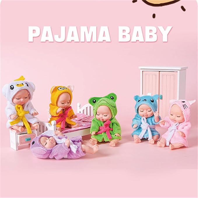 6 Pcs 4.3 Inch Mini Baby Dolls Set with Cute Small Baby Doll Clothes, Child-Safe Role Play Toys for Toddlers Girls Boys Kids 3+ Christmas Birthday Gift Sets