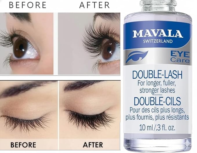 Mavala Double Lash Nutritive Eyelash Serum for the Appearance of Longer Lashes, Natural Looking, Denser Lashes + Eyebrows, 0.3 Ounce Bottle (1 Pack)