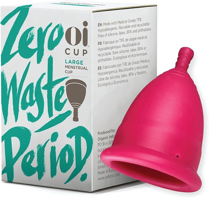 Oi | Organic Initiative - Menstrual Cup | Large - Adult, Wear for 12 hrs | Reusable, Leak Free (30ml) | Tampon and Pad Alternative
