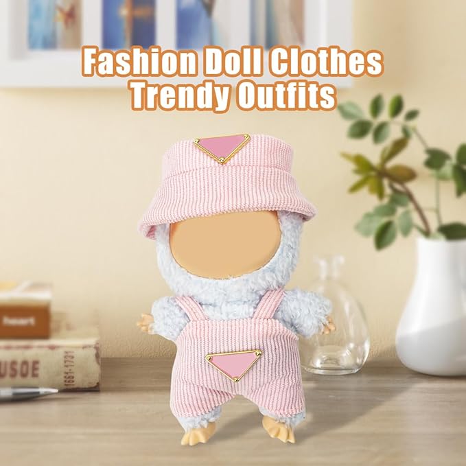 Clothes for 17cm Dolls(NO Doll) Outfit with Accessories Suit Cute Stylish Dress Up Set Pink Set