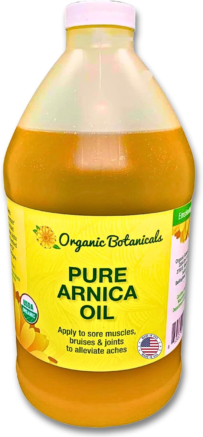Arnica Oil - Pure Organic Muscle Discomfort Bottle - Arnica Montana Oil for Arthritis, Bruising & Swelling, Muscle, Joint Discomfort, and Sports Injuries, Arnica Massage Oil, 64 oz