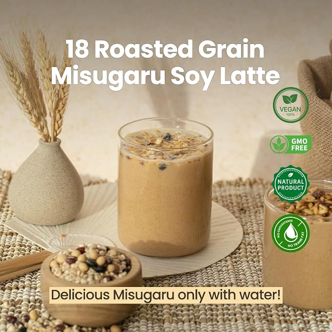 KIM'S TABLE Korean Misugaru Healthy Beverage Non-GMO Roasted Grains Misugaru 18 Multi-Grain Drink Mix, Nutritional Mixed Powder, Naturally Sweetened, High Protein, Vegan, 17.6 oz(500g), 18곡 미숫가루