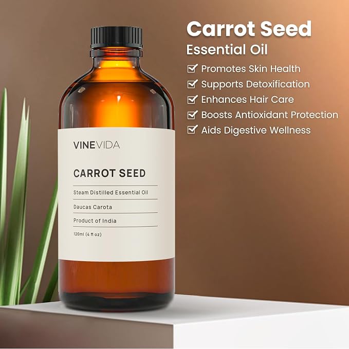 VINEVIDA Carrot Seed Essential Oil 4 oz - Undiluted Candle Scent DIY Scents for Candlemaking Bulk Soap Making
