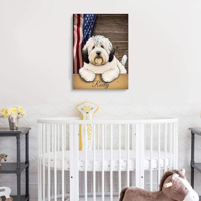 Custom Wooden Jigsaw Puzzles with Your Dog's Name on Bobtail Art Print - 300 500 1000PCS Puzzles Game and Home Wall Decor