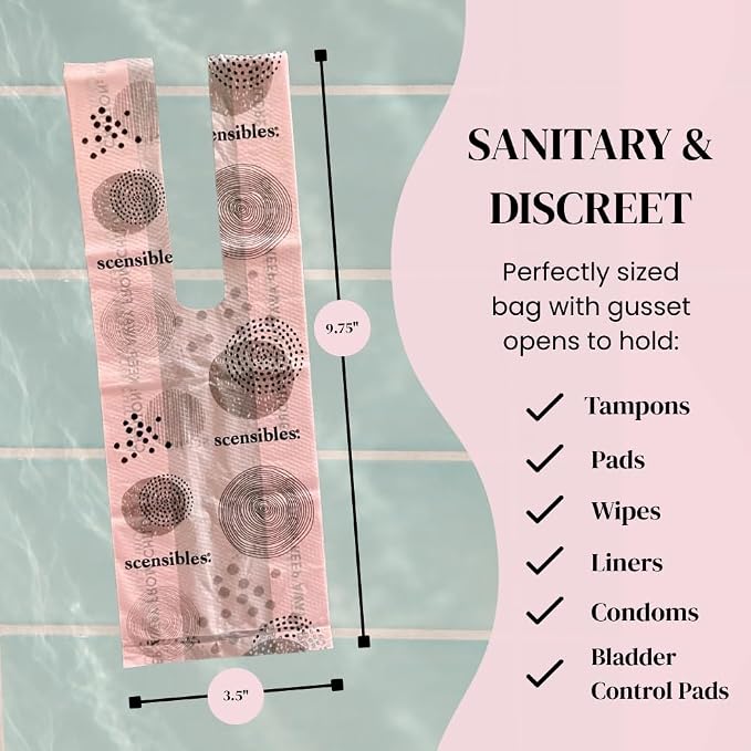 Scensibles Personal Care Disposal Bags (150 Count, Pack of 3) - for Tampons, Pads, Liners, Condoms & More - Discreet, Hygienic & Odor-Reducing Disposal Solution