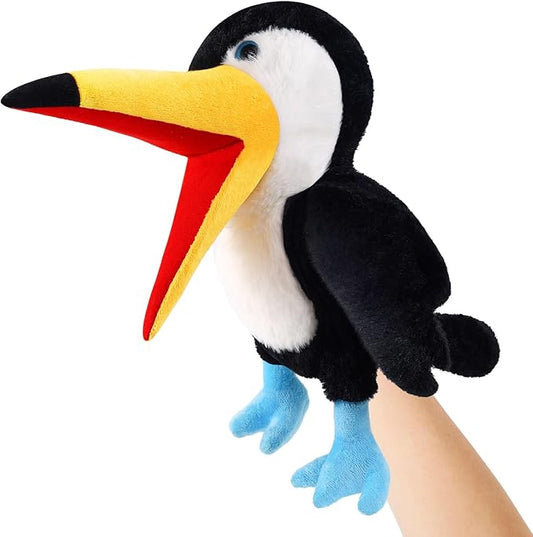 Animal Hand Puppets 11 Inch Bird Plush Toucan Owl Eagle Parrot Flamingo Peacock Puppet Toys Role-Play Puppets for Kids Storytelling Imaginative Pretend Play Teaching Preschool(Toucan)