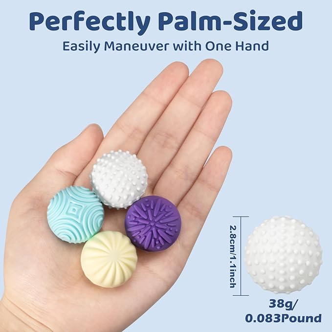 Magnetic Sensory Fidget Balls – 4-Pack Silicone Weighted Stress Relief Toys for Adults & Teens – Quiet, Textured Magnet Fidgets for ADHD, Autism & Anxiety – Gift for Desk, Travel & Office