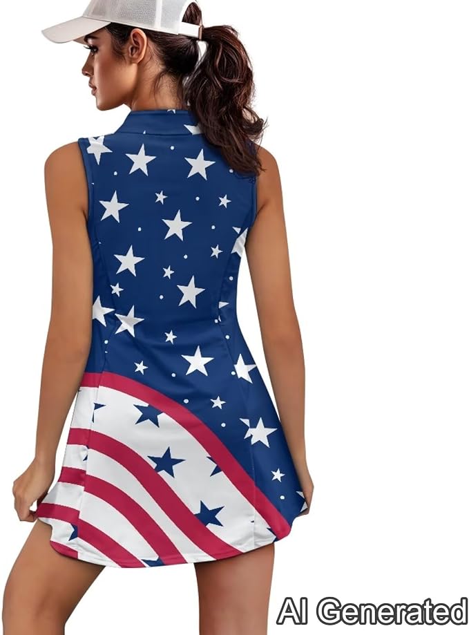 Golf Dress Tennis Dresses for Women with Built in Shorts and Pockets Sleeveless Athletic Dress Workout Dress