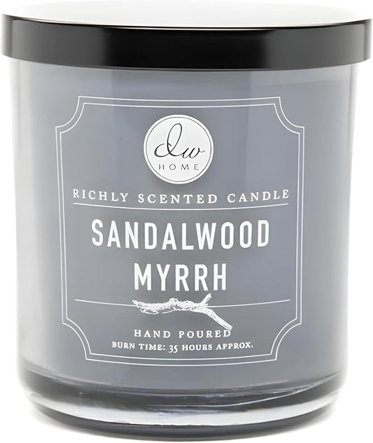 DW Home Sandalwood Myrrh Scented Candle for Home, 9 oz, 8.8 oz Candle Jar, Up to 33H Burn Time, Luxury Scented Candle for Relaxation, Gifting, Home Decor