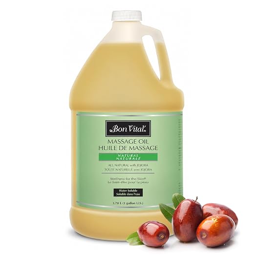 Bon Vital Naturale Massage Oil Made with Natural Ingredients for an Earth-Friendly Massage, Revives and Rehydrates Dry Skin Naturally, with Green Tea Extract, 1 Gal, Label may Vary