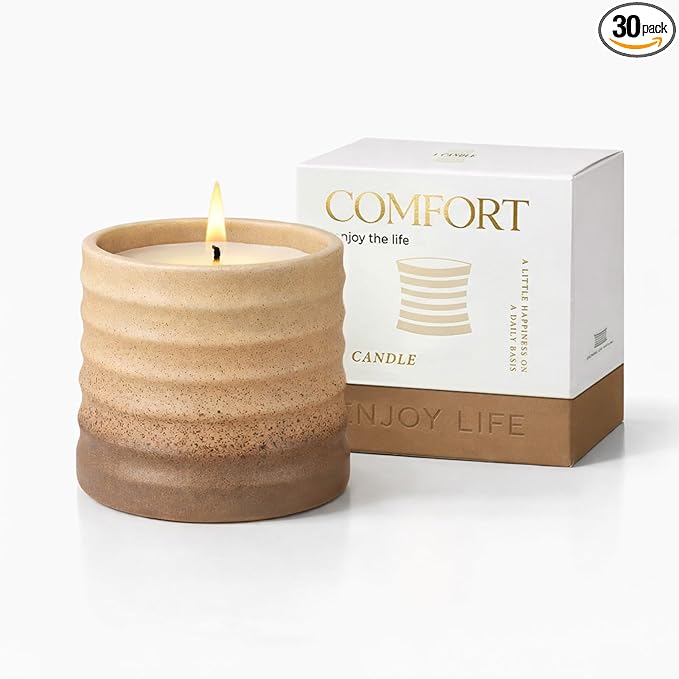 Pure Sandalwood Scented Soy Candle – Decorative Gradient Ceramic Jar Candle, Non Toxic Aromatherapy Candle, Long Lasting Candle Gift for Women, Home Decor