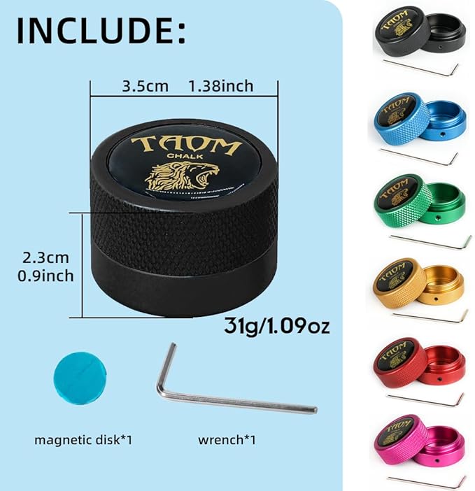 TAOM Pool Chalk Holder Round Shaped Practical Tool Billiards Accessories Magnetic Mini Chalk Tip Case Container Round Box Billiards