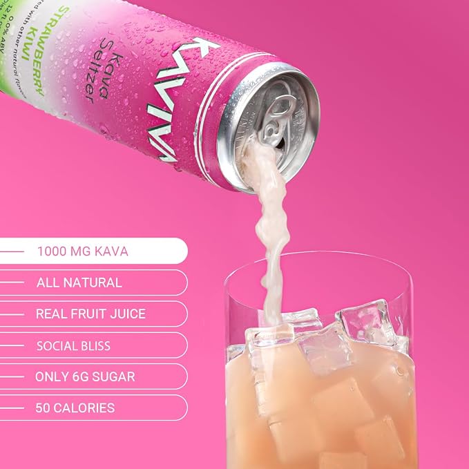 Kaviva | Kava & Seltzer | Relaxation Drink | 50 calories | All Natural | Non-ALC Functional Beverage | Refreshing Alternative | Clean Ingredients