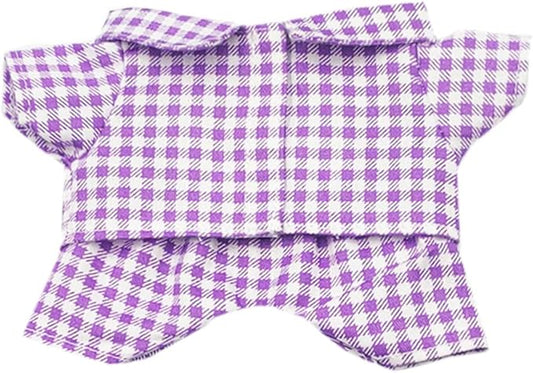 niannyyhouse 10cm 15cm 20cm Plush Doll Clothes Shirt Pants Multi-Color Plaid Pajama Set Doll Dressup (Purple, 10cm)