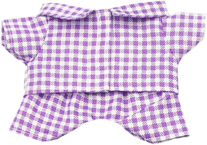 niannyyhouse 10cm 15cm 20cm Plush Doll Clothes Shirt Pants Multi-Color Plaid Pajama Set Doll Dressup (Purple, 20cm)