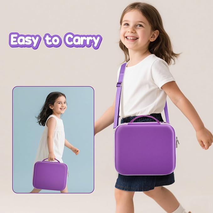 ProCase Hard Carrying Case for Little Tikes Story Dream Machine Starter Set, Kids Large Toy Bag Travel Portable Storage Box for Boy Girl Littles Character Books, Container with Shoulder Strap -Purple