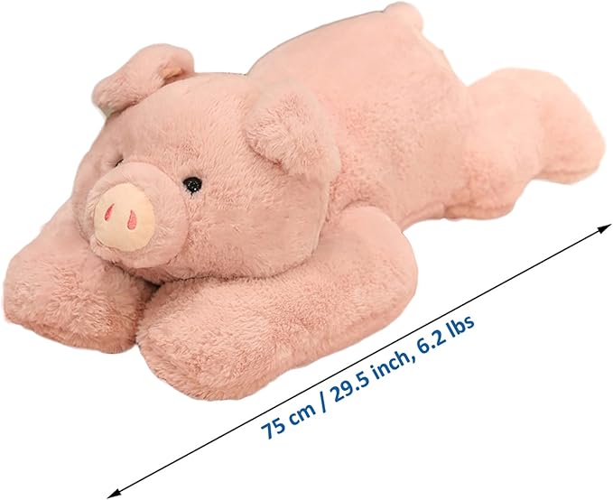 Weighted Pig Stuffed Animal, 6.2 lbs Plush Toy Throw Pillow, 29.5 Inch - Gifts for Boys and Girls