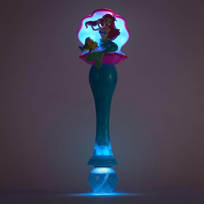 Disney Store Official The Little Mermaid Ariel & Flounder Light & Sound Bubble Wand - Interactive LED Toy, Perfect for Kids & Fans - Ideal for Outdoor Play & Parties, Durable and Safe