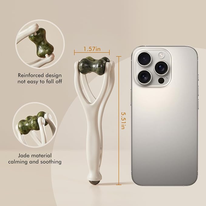 CHOSIN 2-in-1 Jade Roller Finger Massager for Fatigue, Pain Relief, Arthritis for Seniors Men Women - Dual-Sided Therapy Tool Jade for Hands, Palm & Wrist