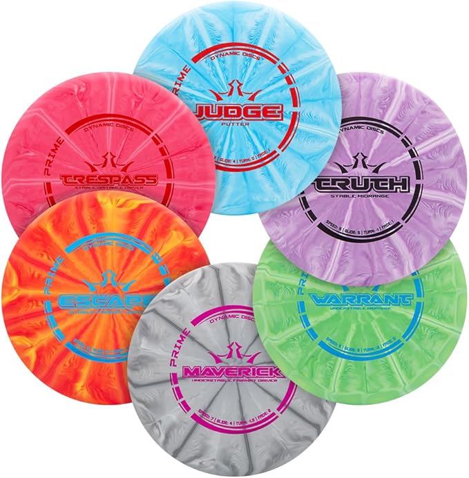 Dynamic Discs Prime Burst 6 Disc Golf Set | Includes Putter, 2X Midrange, 2X Fairway & Driver | Disc Golf Accessories for Beginners | 170-176g | Beginner Pack for Amateurs