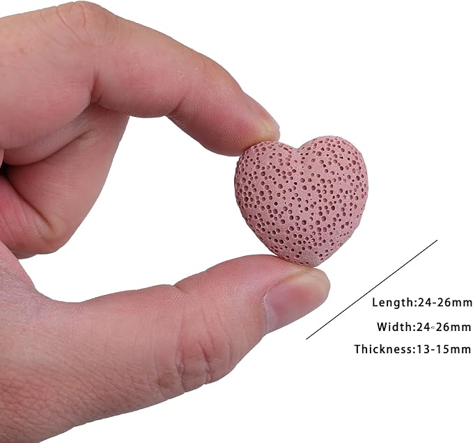 rockcloud Pink Lava Rock Stone Heart Shape Pocket Stones Dyed Lava Rocks Aromatherapy Essential Oil Diffuser Set, 0.9 Inch, 10 Pcs