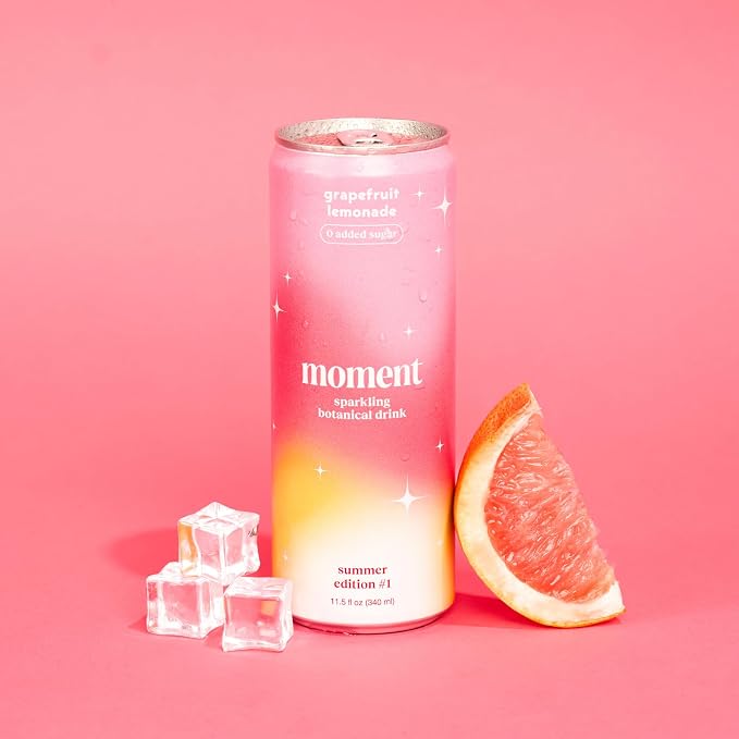 Moment Adaptogen Drink (Shark Tank) - Calm, Clarity & Relaxation with L-Theanine & Ashwagandha - Non Alcoholic Drinks for Adults - Sparkling Botanical Soda - 0 Sugar 0 Caffeine - 12 Pack 11.5 fl oz
