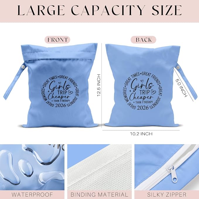 2Pcs Girls Trip Gifts Wet Dry Bag, Beach Wet Bag Favors, Aloha Bags Sunscreen Bags Swimsuit Toiletry Travel Essentials For Women, Beach Travel Gym Laundry bags for Dirty Diaper Swimsuit Gifts