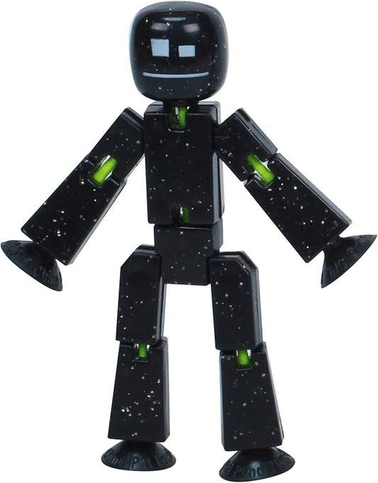 Zing StikBot Single Pack - Includes 1 StikBot - Collectible Action Figures and Accessories, Stop Motion Animation, Ages 4 and Up (Solid Black Sparkle)