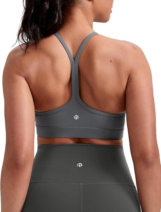 HeyNuts to Freest Womens Y Back Sports Bra, Spaghetti Strap Racerback Low Impact Workout Yoga Tops Padded A-C Cups *Updated