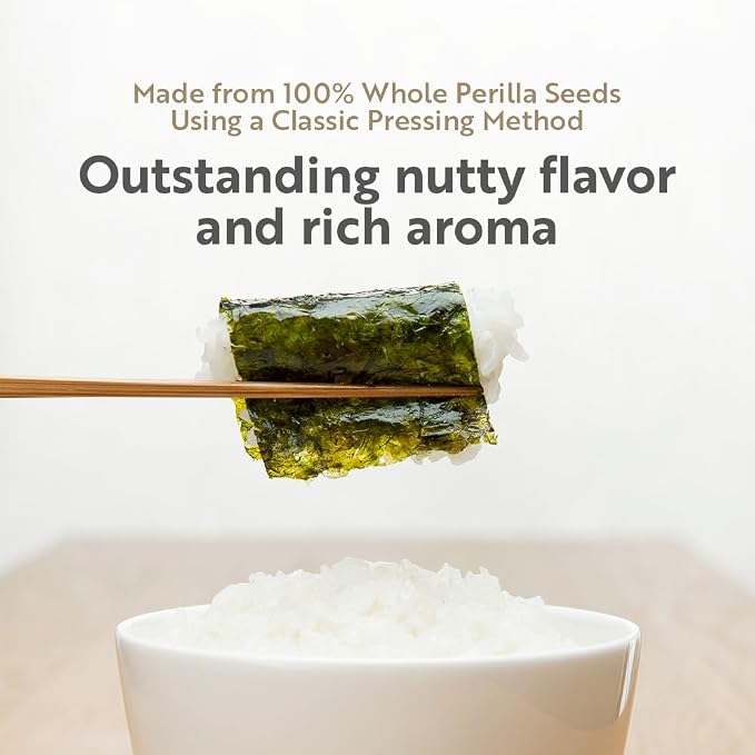 Premium Roasted Seaweed Snack [Perilla Oil | Pack of 16] - Crispy & Savory Korean Laver | Vegan Gluten-Free Plant-Based Snack | Made in Korea | Light & Crunchy Sheets for Lunchboxes & On-the-Go [O’food]