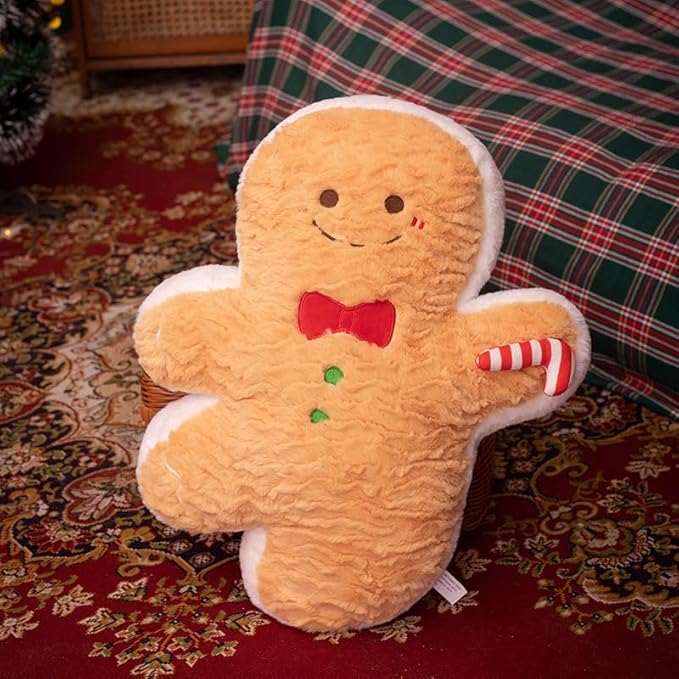 Christmas Plush Christmas Decorations Throw Pillow (16-18 Inch) - Super Soft Stuffed Animal Plush, Fluffy Holiday Decor, Couch Bed Pillow Gift (Gingerbread)