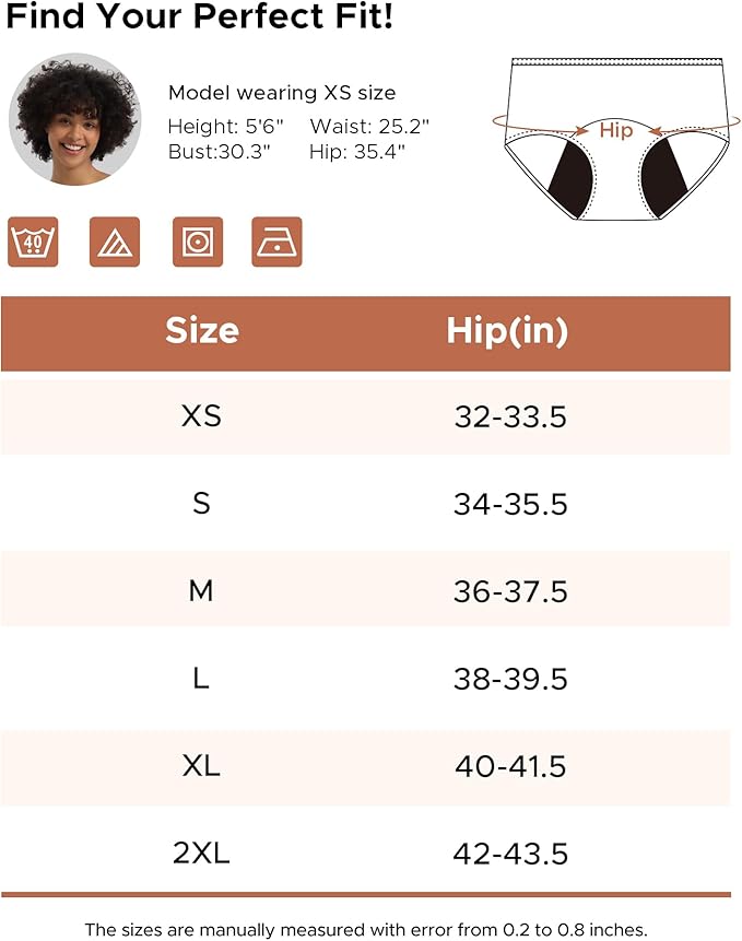 INNERSY Period Underwear for Women Teens Leak-Proof Menstrual Cotton Protective Hipster Panties 3-Pack