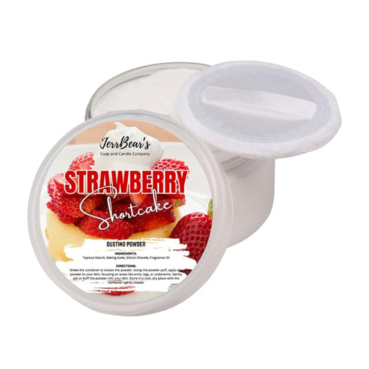 Strawberry Shortcake Dusting Powder for Women 4oz Jar | Talc Free Body Formula, Soft Scented Skin Care, Gentle Powder for Daily Freshness, Includes Puff Application