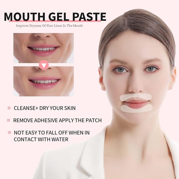 Anti Wrinkle Patches for Lip，Reusable Hydrogel Mouth Tape，Hypoallergenic Silicone Gel Sleep Face Tape，Smooth Fine Lines，Anti-Aging Facial Beauty(lip-5 Pairs)